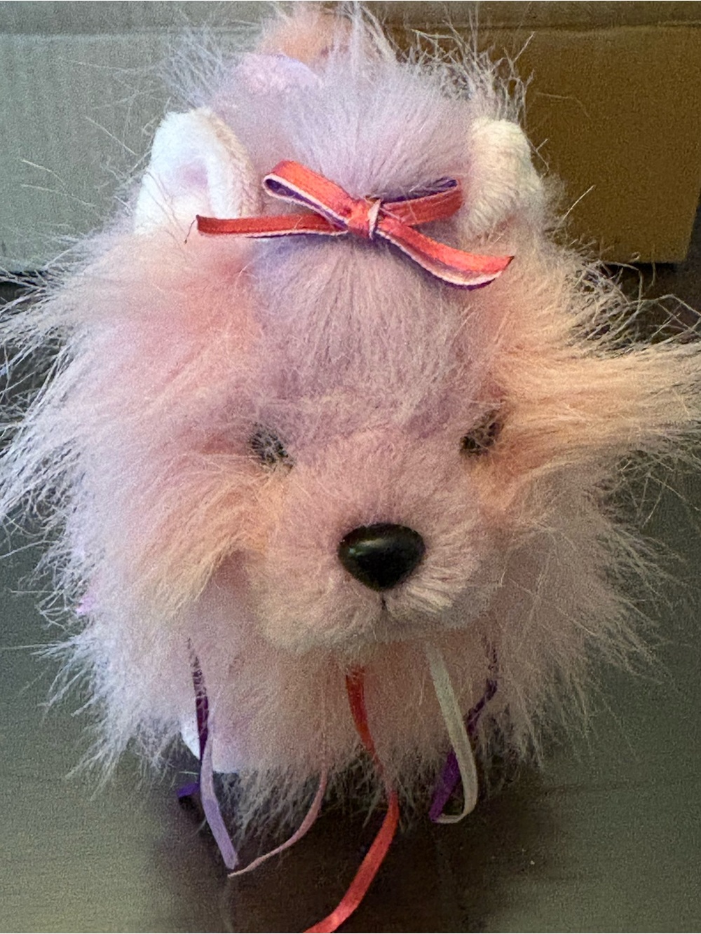 Webkinz Retired Plush Pink Fluffy Yorkie Dog Toy with Decorative Ribbons